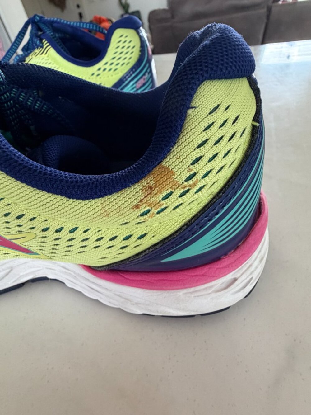 New Balance 680v5 Running Shoes Neon Yellow Pink Blue Athletic Sneakers - Picture 4 of 10
